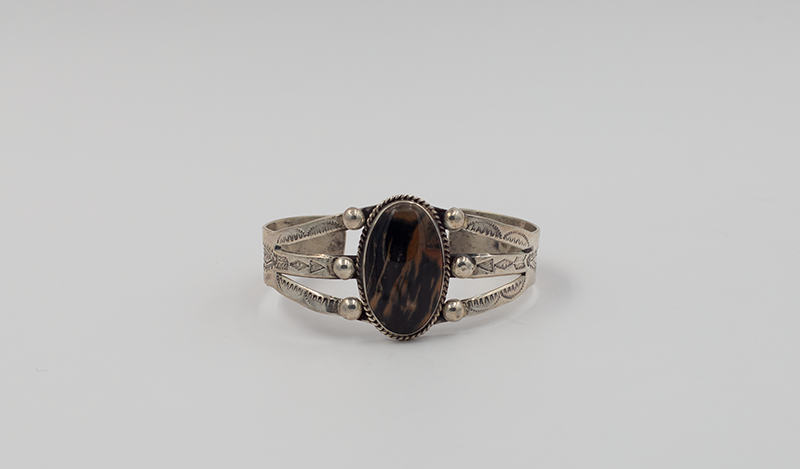 Vintage Oval Petrified Wood Cuff