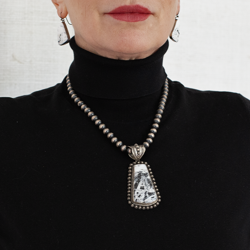 Large White Buffalo Teardrop Pendant