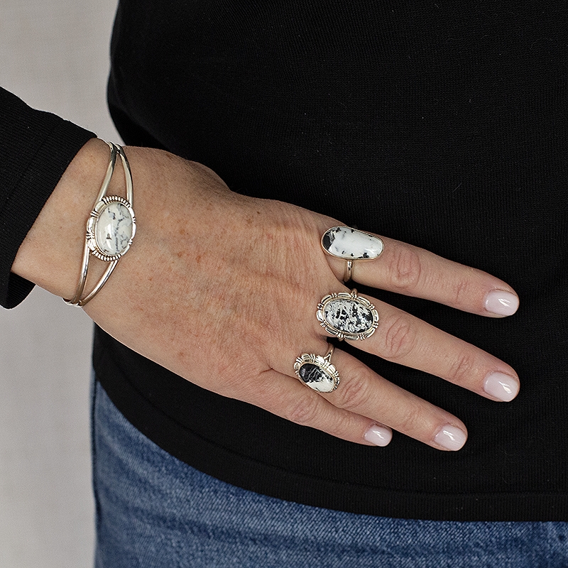Large Teardrop White Buffalo Ring