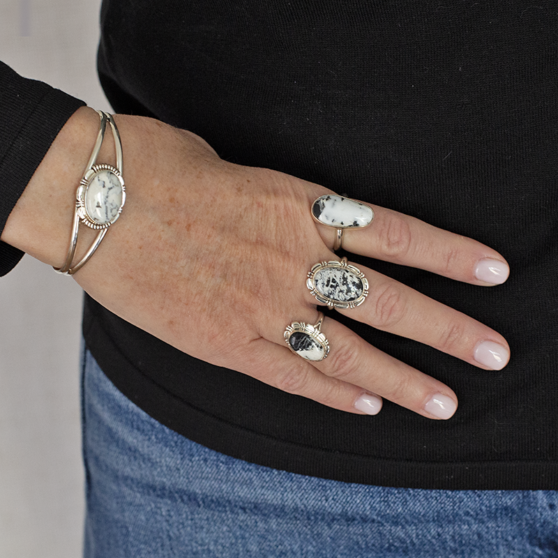 Small Oval White Buffalo Ring