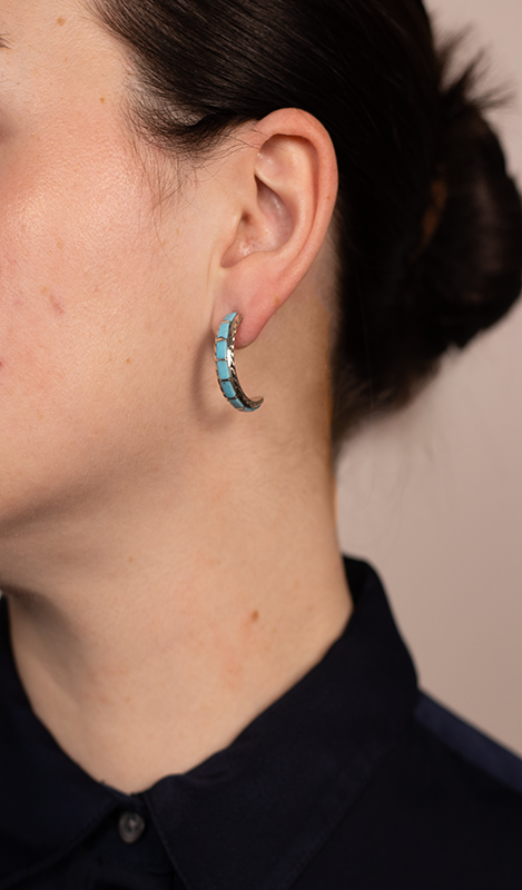 Zuni Inlay Hoops