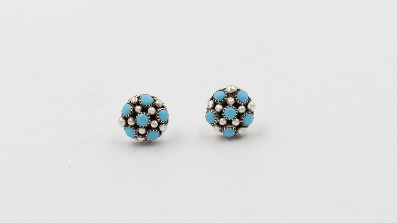 Tiny Bubble Turquoise and Silver Earrings