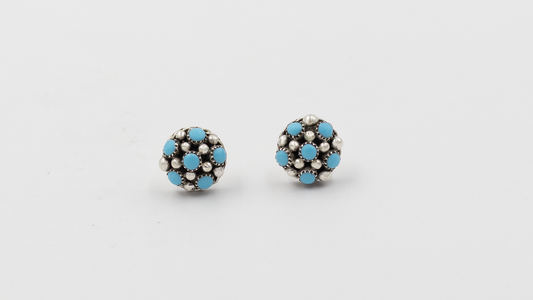 Tiny Bubble Turquoise and Silver Earrings