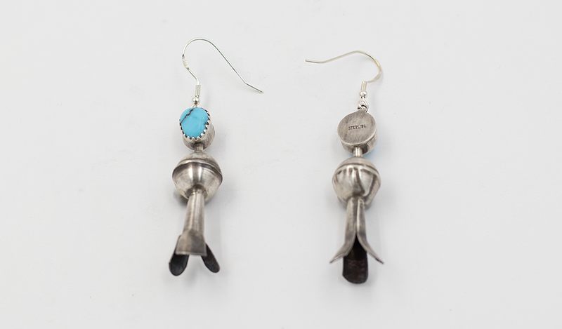 Single Turquoise Stone Blossom Earring