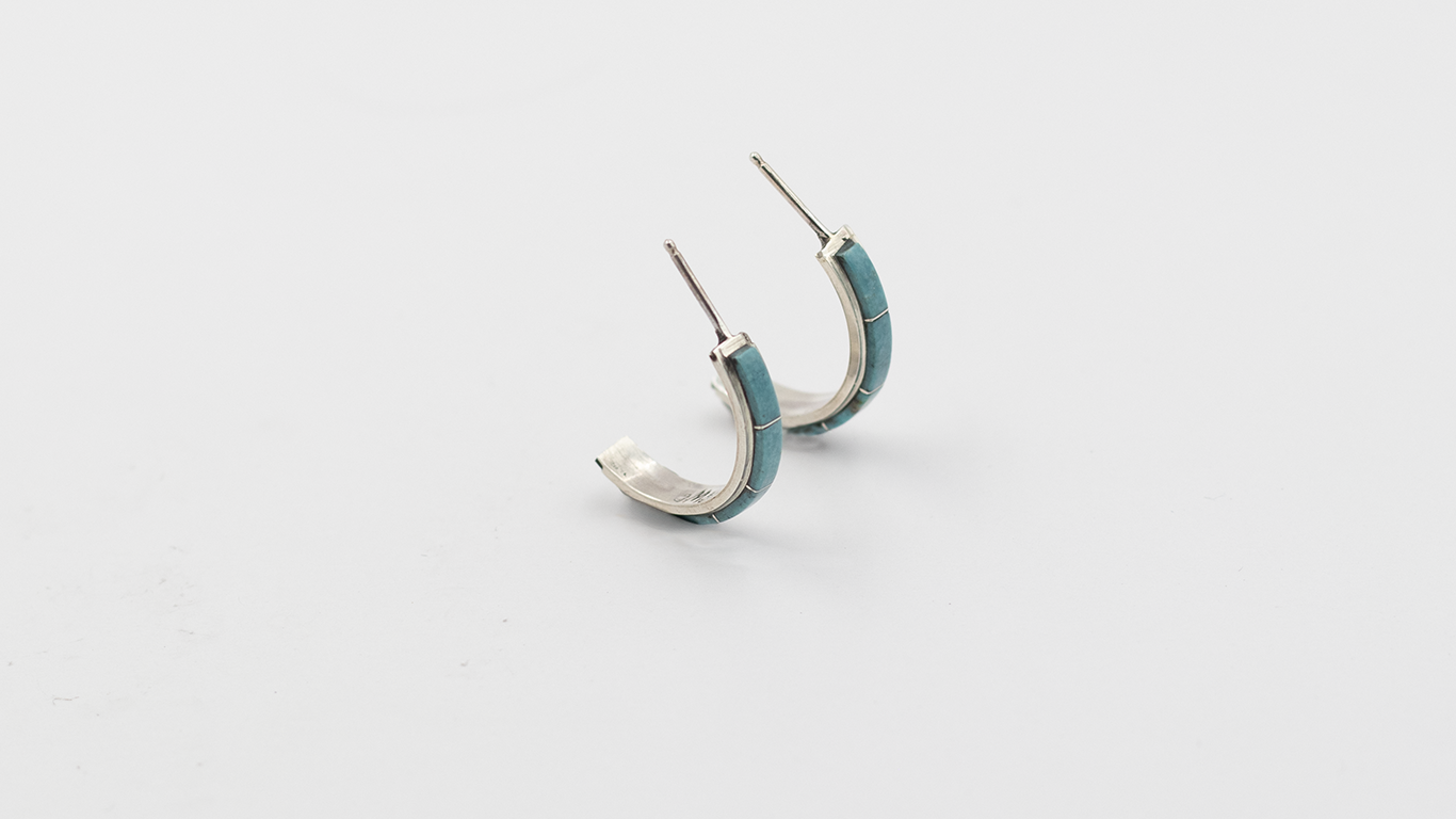 Zuni Inlay Half Hoop Earrings
