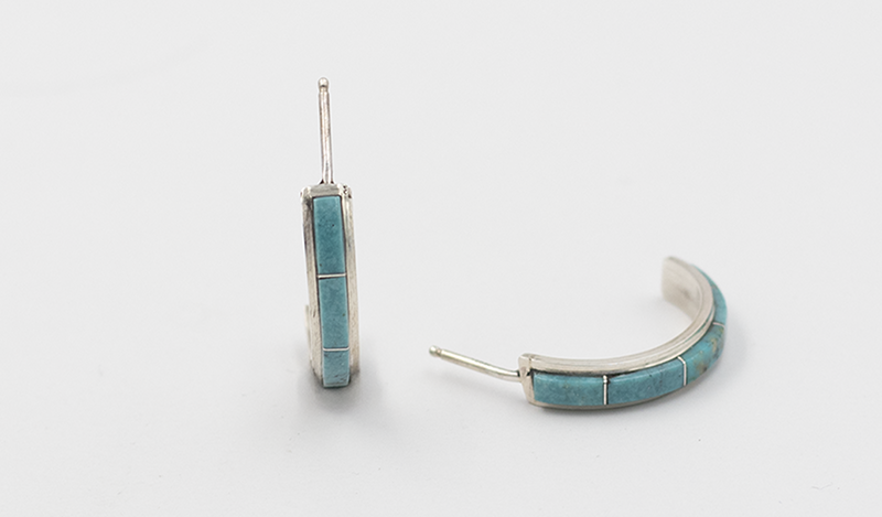Zuni Inlay Half Hoop Earrings