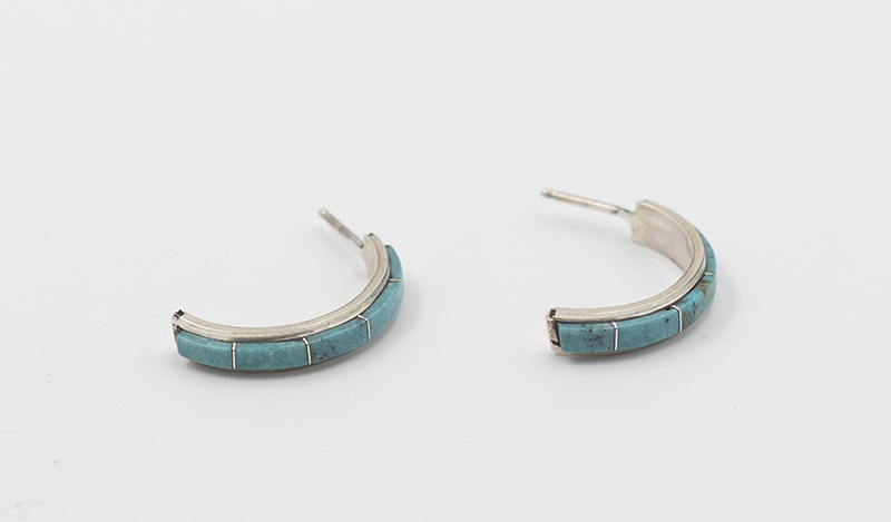 Zuni Inlay Half Hoop Earrings