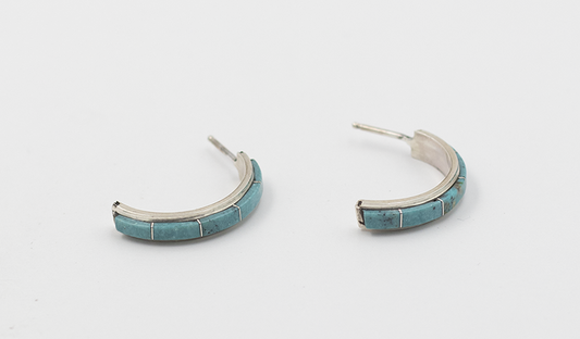 Zuni Inlay Half Hoop Earrings