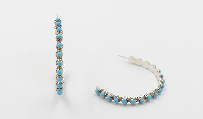 Large Zuni Half Hoop Earrings