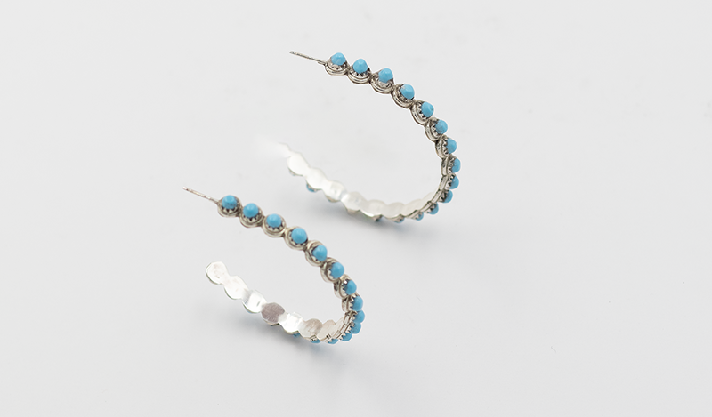 Large Zuni Half Hoop Earrings
