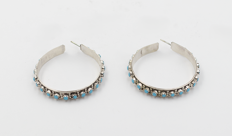 Channel Set Petit Point Hoop Earring