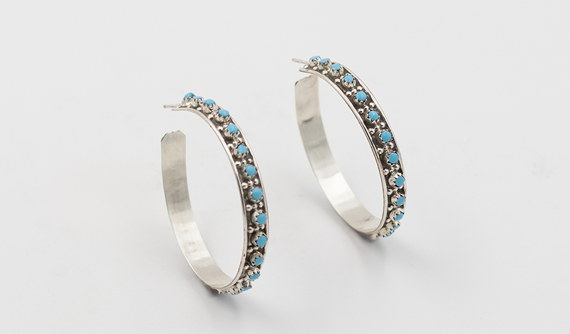 Channel Set Petit Point Hoop Earring