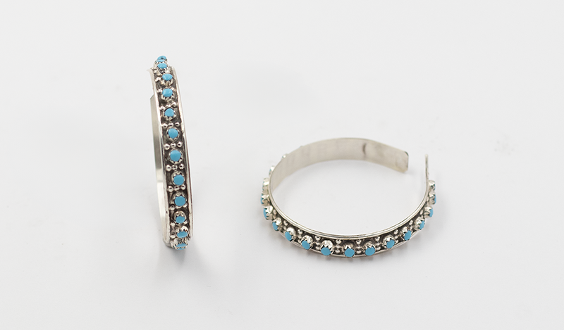 Channel Set Petit Point Hoop Earring