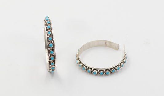 Channel Set Petit Point Hoop Earring