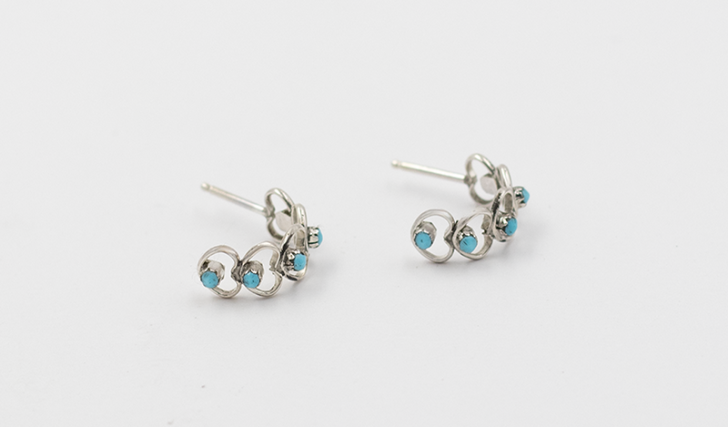 Tiny Heart Petit Point Half Hoop Earrings