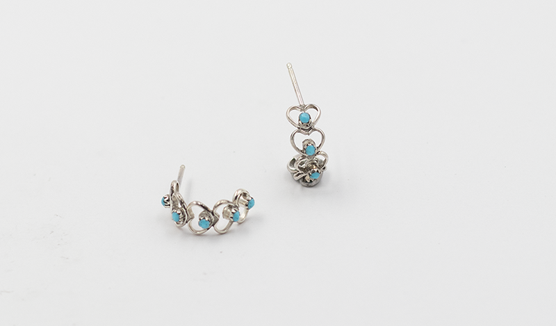 Tiny Heart Petit Point Half Hoop Earrings