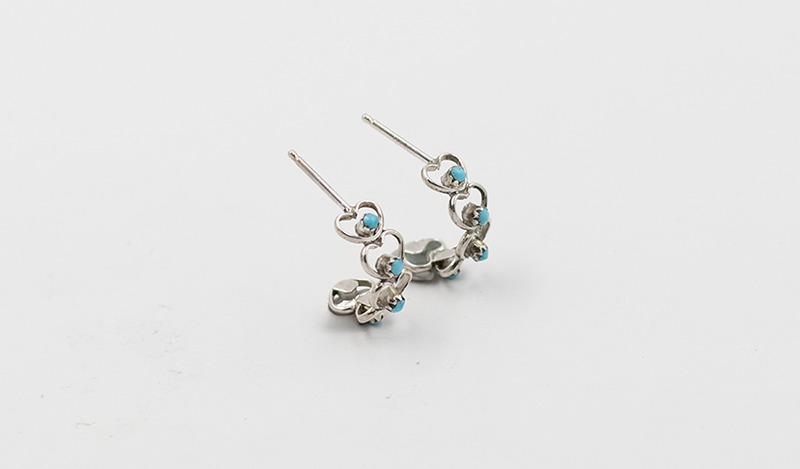 Tiny Heart Petit Point Half Hoop Earrings
