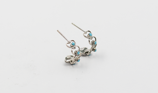 Tiny Heart Petit Point Half Hoop Earrings