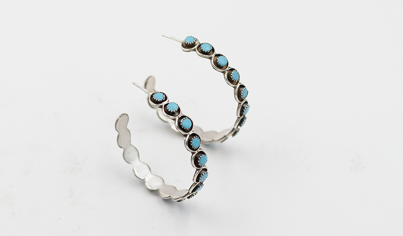 Large Petit Point Zuni Half Hoops