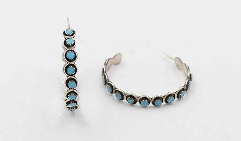 Large Petit Point Zuni Half Hoops