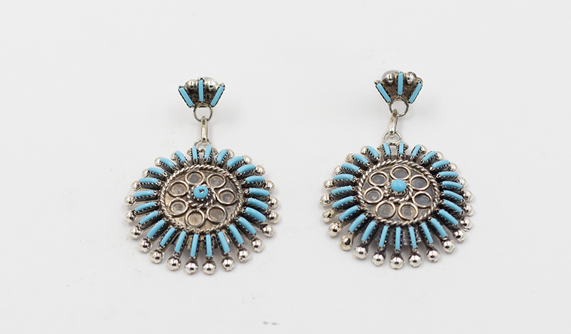 Circle Needlepoint Drop Earring