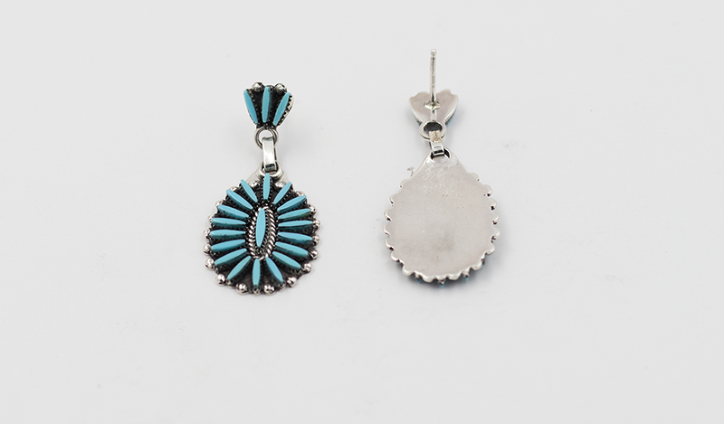 Oval Drop Needlepoint Earrings