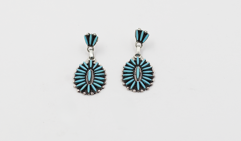 Oval Drop Needlepoint Earrings
