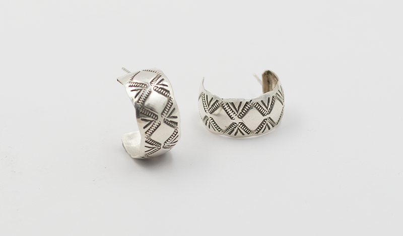 Handstamped Sterling Hoop Earrings