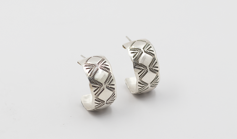Handstamped Sterling Hoop Earrings