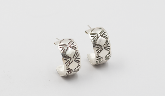 Handstamped Sterling Hoop Earrings