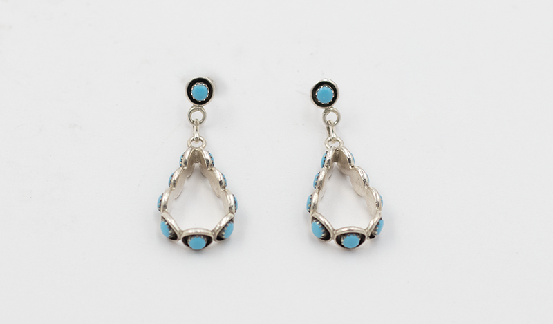 Small Petit Point Oval Drop Earring