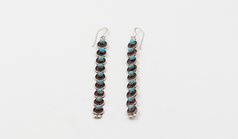 Long Drop 9 Stone Earrings
