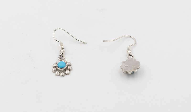 Sterling Silver and Turquoise Drop Flower Earring