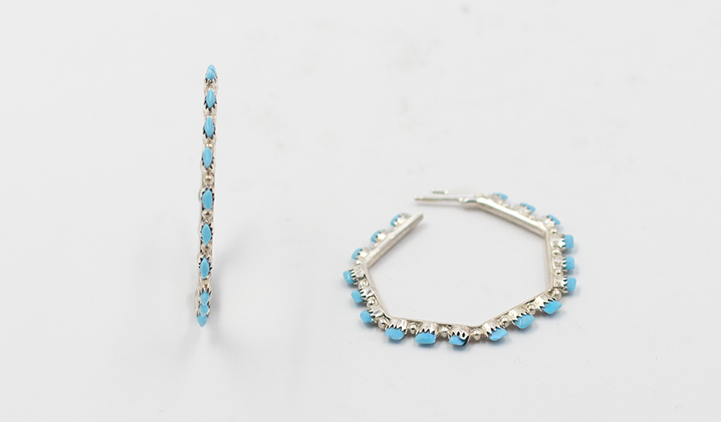 Zuni Octagon Hoop Earrings