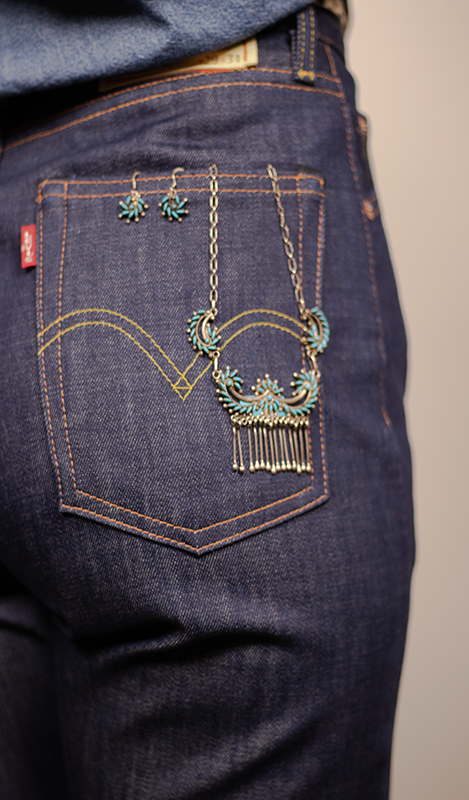 Floral Needlepoint Zuni Necklace Set