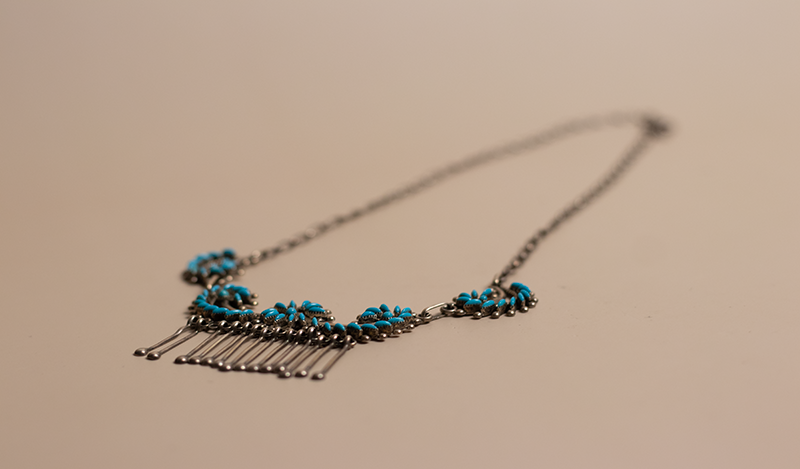 Floral Needlepoint Zuni Necklace Set