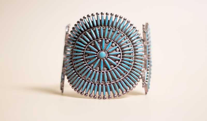 Large 1970s Zuni Needlepoint Cuff