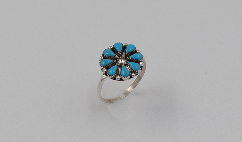 Small Zuni Turquoise Flower Ring