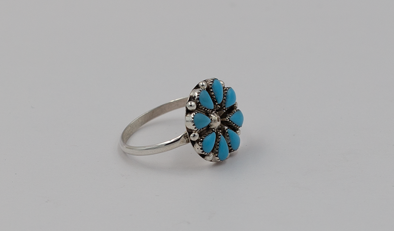 Small Zuni Turquoise Flower Ring