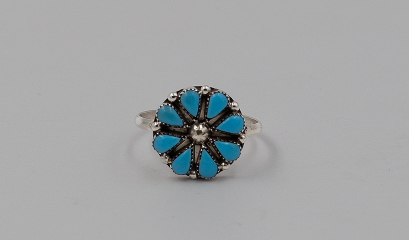 Small Zuni Turquoise Flower Ring