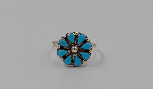Small Zuni Turquoise Flower Ring