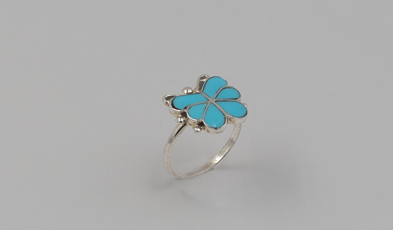 Turquoise Inlay Butterfly Ring