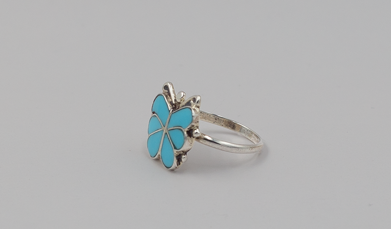 Turquoise Inlay Butterfly Ring