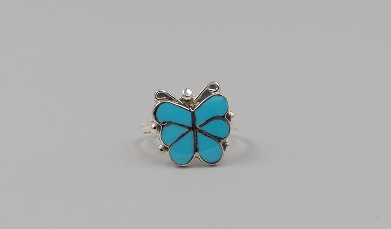Turquoise Inlay Butterfly Ring