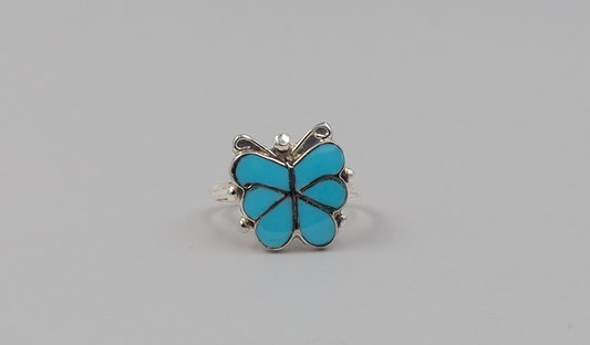 Turquoise Inlay Butterfly Ring