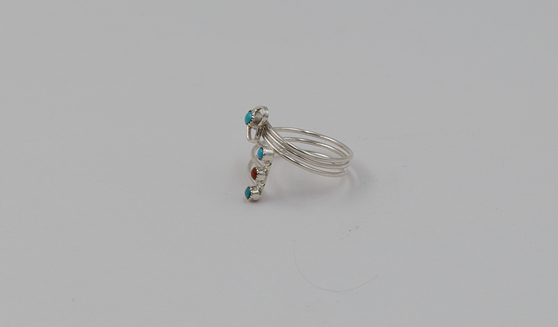 Adjustable Heart Open Shank Ring with Coral