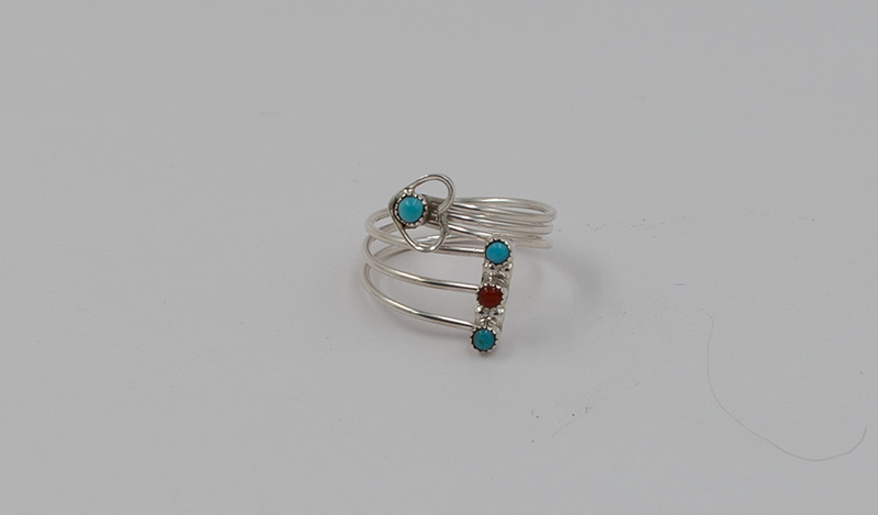 Adjustable Heart Open Shank Ring with Coral