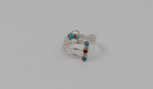 Adjustable Heart Open Shank Ring with Coral