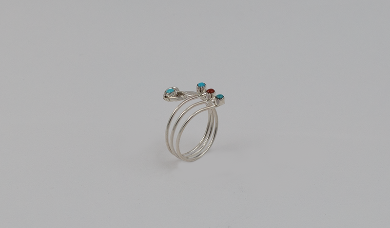 Adjustable Heart Open Shank Ring with Coral