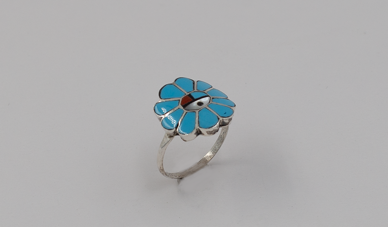 Turquoise Inlay SunFace Ring